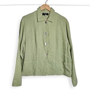 PG Collection Vintage Women's Linen Button-down Top Light Jacket Size 10 Pockets